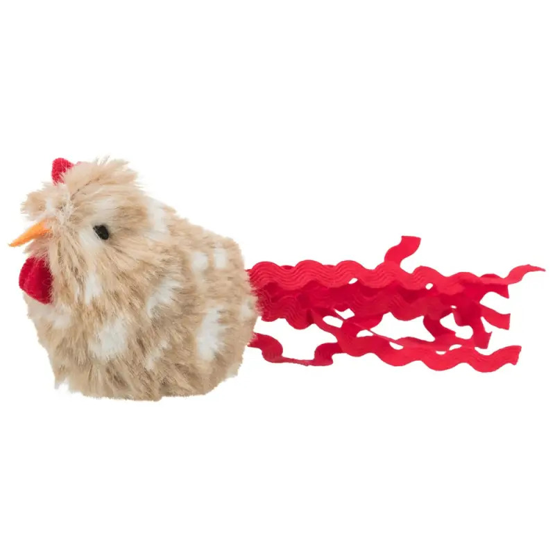 Frango Em Pelucia C/ Penas P/ Gatos - 8 Cm Trixie