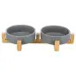 Suporte Em Madeira C/ 2 Gamelas Em Ceramica 0,3 Lt Trixie