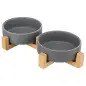 Suporte Em Madeira C/ 2 Gamelas Em Ceramica 0,3 Lt Trixie