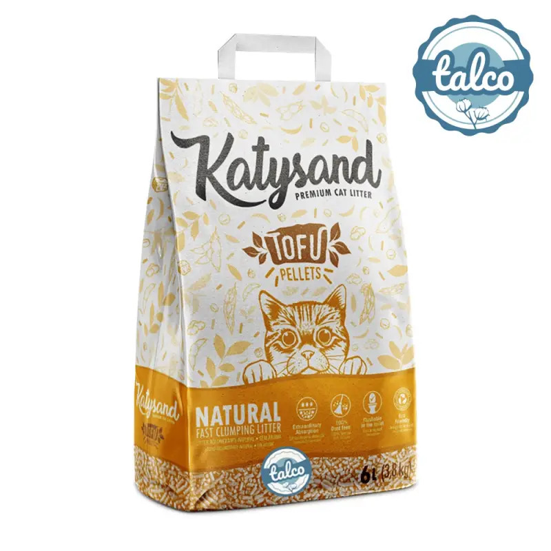 Katysand Tofu - Litter Aglomerante "talco" 6lt 3,8 Kg EX Katysand Tofu - Litter Aglomerante "talco" 6lt 3,8 Kg EX