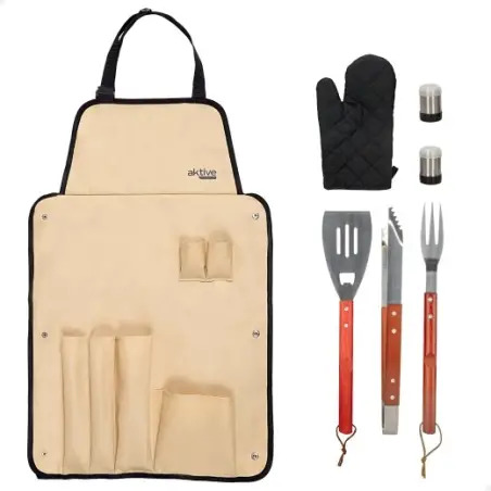 Conjunto Avental com 6 Acessórios para Barbecue 63010 Aktive Aktive