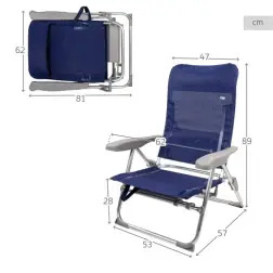 Cadeira Dobravel 6 Posiçoes cMesa 47x57x89cm 62294 Aktive Aktive