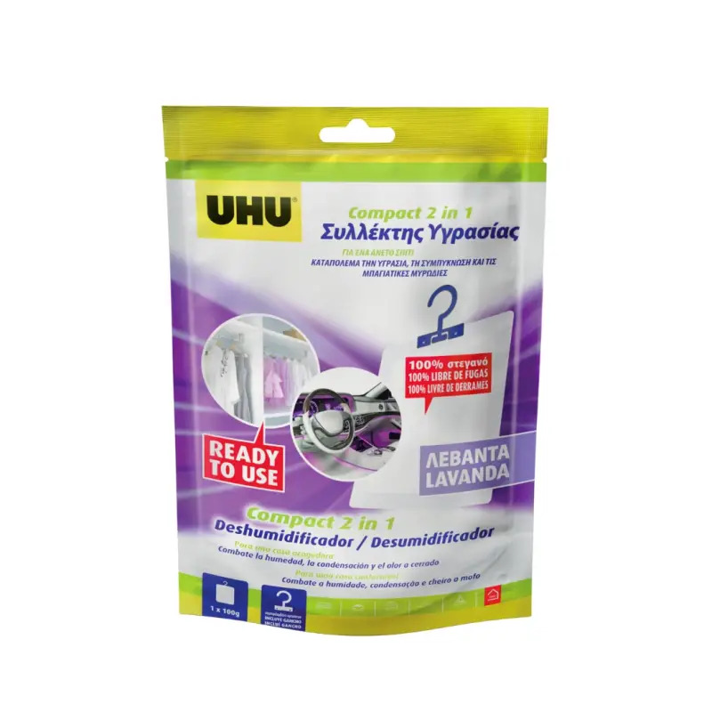 Desumidificador Compact Aroma a Lavanda 2x50g UHU Desumidificador Compact Aroma a Lavanda 2x50g UHU