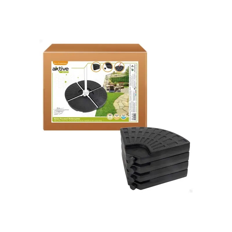 Base de Guarda-sol Redondo Kit de 4peças 48x48x7,5cm 62197 Aktive Base de Guarda-sol Redondo Kit de 4peças 48x48x7,5cm 62197 Aktive