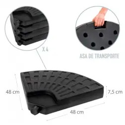 Base de Guarda-sol Redondo Kit de 4peças 48x48x7,5cm 62197 Aktive Aktive