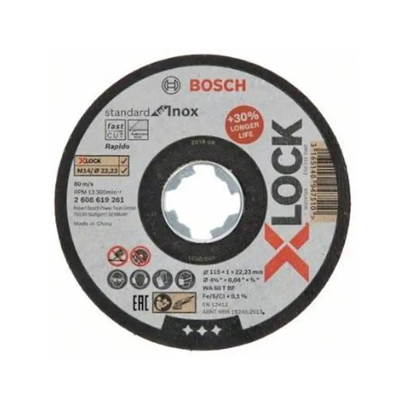 Disco abrasivo PRO Stainless Steel and Metal X-Lock, 115 x 1 x 22,23 mm 2608619261 Bosch Disco abrasivo PRO Stainless Steel and Metal X-Lock, 115 x 1 x 22,23 mm 2608619261 Bosch