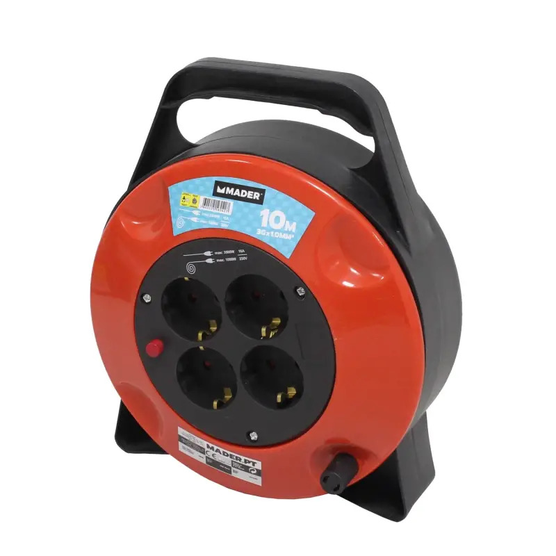 Extensão Elétrica Com Enrolador 10m 3g X 1m MADER HOME TOOLS