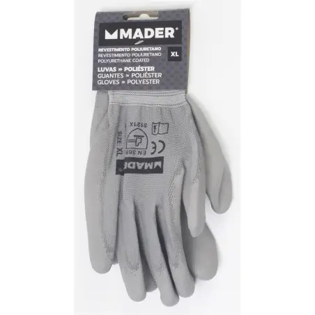 Luvas De Proteção Poliéster + Poliuretano Xl  MADER HARDWARE Mader