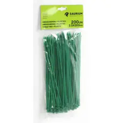 Abraçadeira Verde Plástica 2.5x200mm 200un  Saurium SAURIUM - 1210210127
