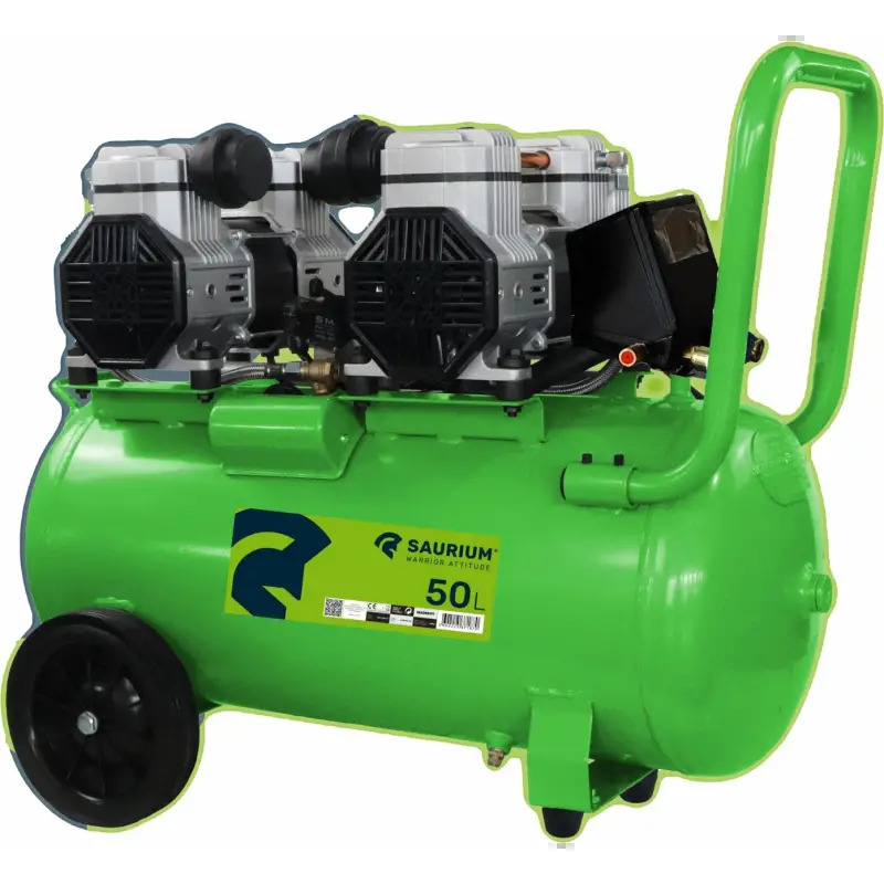 Compressor De Ar Silencioso 50l 4hp 4 Cabeças 2 Moto SAURIUM