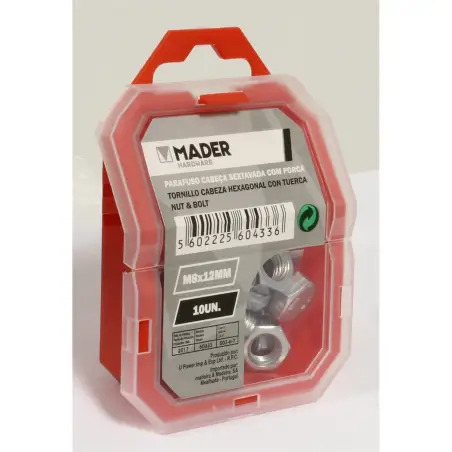 Parafuso Cabeça Sextavada Com Porca  M8x12mm  MADER HARDWARE - 132058041