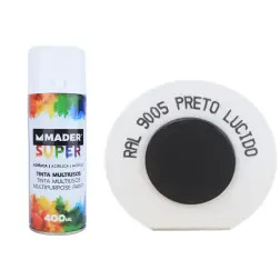 Tinta Spray Acrílico Ref. 9005 Preto Lúcido  Mader  Home To - 1370110184