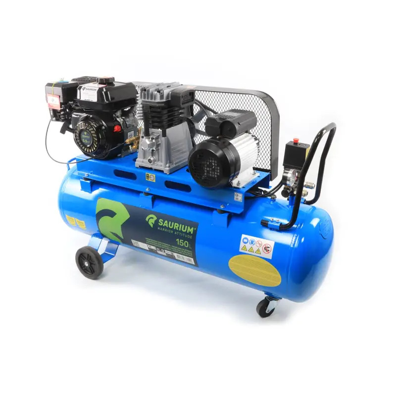 Compressor De Ar Gasolina 5.5hp + Elétrico 3hp 150l  SAURIUM
