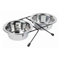 Suporte Duplo com 2 Gamelas Inox 0,75 Lt Trixie