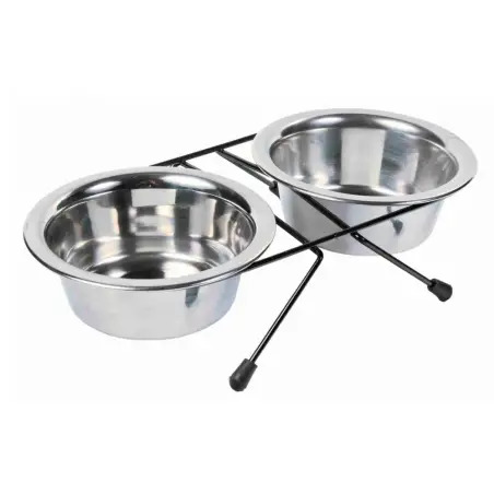 Suporte Duplo com 2 Gamelas Inox 0,75 Lt Trixie