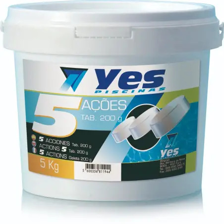 Cloro Tabletes 200gr 5 Ações para Piscinas 5Kg YES YES Piscinas