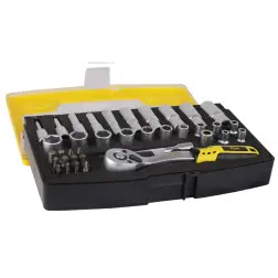 Conjunto Estojo Chave Caixa Cromo Vanadium 37 Peças  1/4  Flux Flux