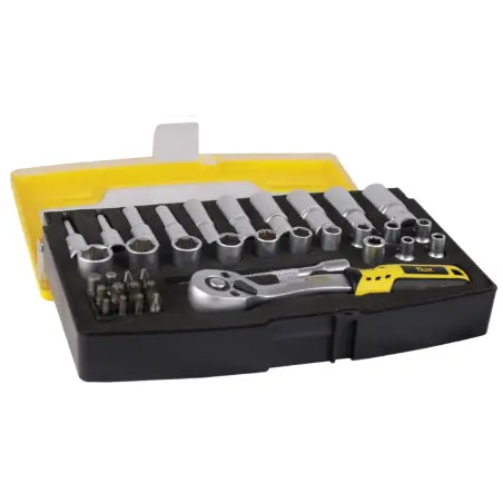 Conjunto Estojo Chave Caixa Cromo Vanadium 37 Peças  1/4  Flux Flux