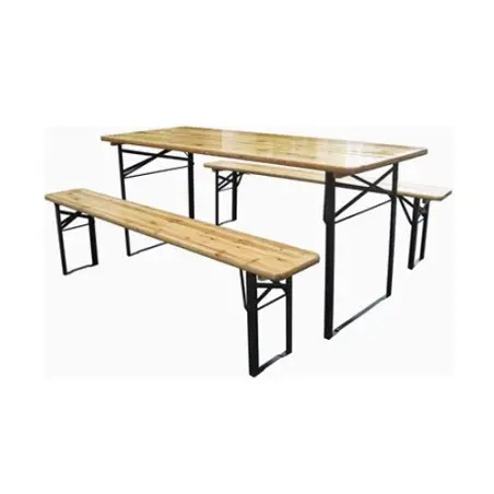 Conjunto de Mesa e 2 Bancos em Madeira 220x45x75cm Valpec Valpec