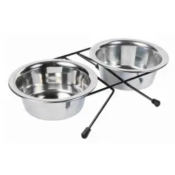Suporte Duplo com 2 Gamelas em Inox 0,45lt Trixie