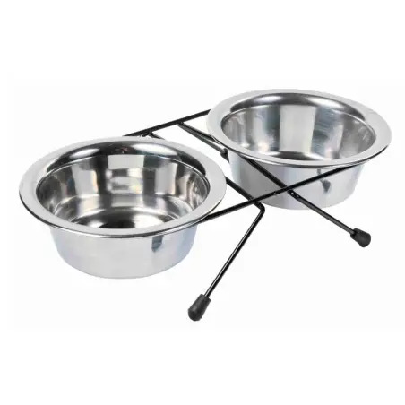 Suporte Duplo com 2 Gamelas em Inox 0,45lt Trixie
